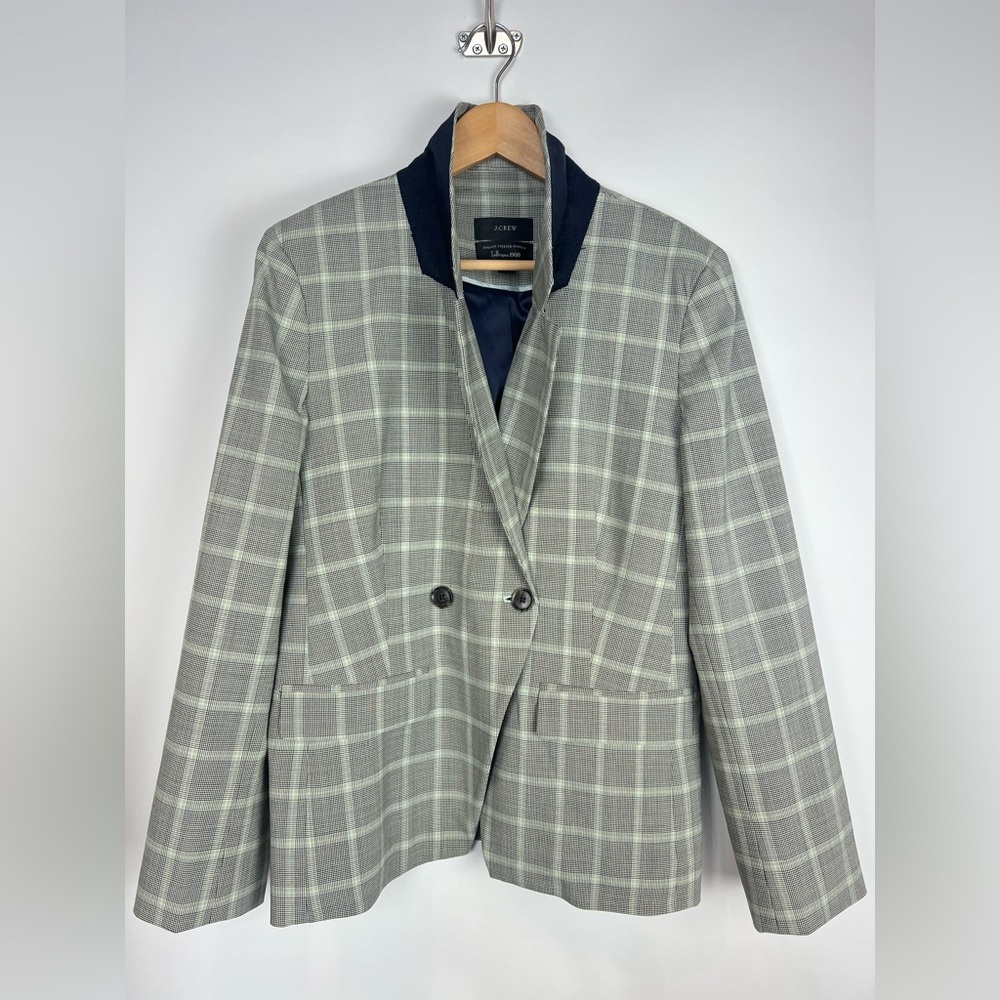 J.Crew Devon Double-Breasted Blazer – Italian Stretch Wool Plaid- Size‎ 14